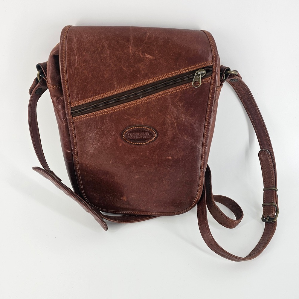 Overland Outfitters Crossbody Bag Brown Leather Messenger Minimalist Rugged